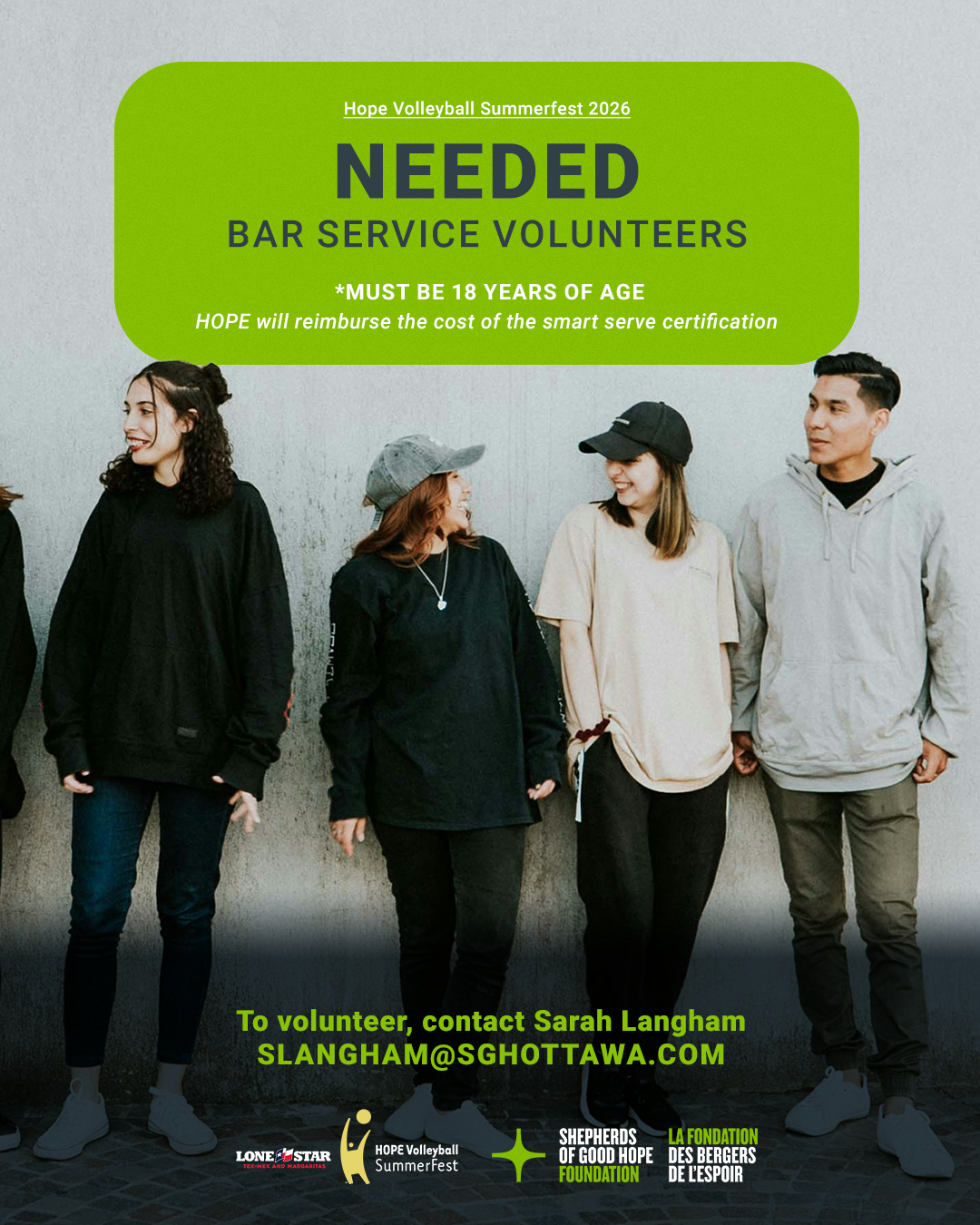 Bar Service Volunteers Needed